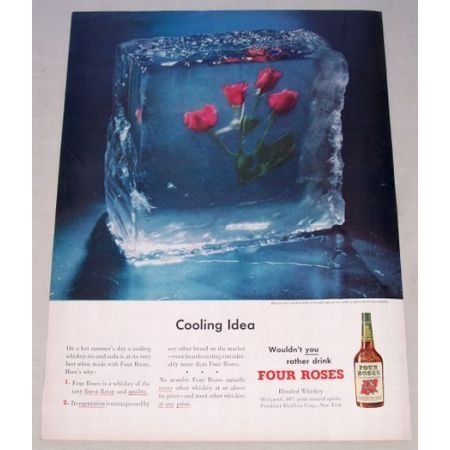 1950 Four Roses Blended Whiskey Color Print Ad - Cooling Idea