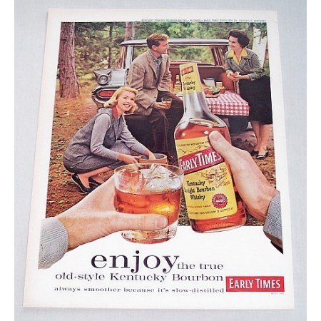 1960 Early Times Whiskey Outdoor Tailgating Picnic Print Color Ad