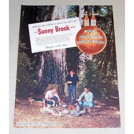 1954 Sunny Brook Whiskey Outdoor Camping Color Print Ad