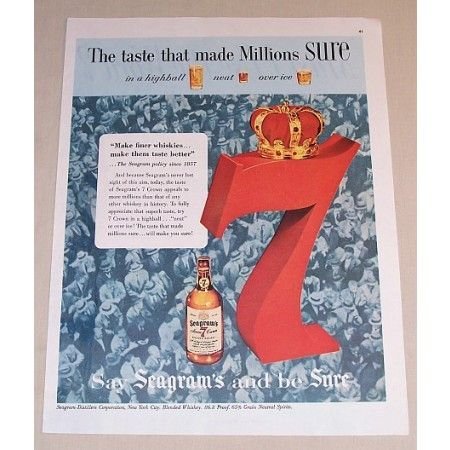 1954 Seagram's 7 Whiskey Color Print Ad