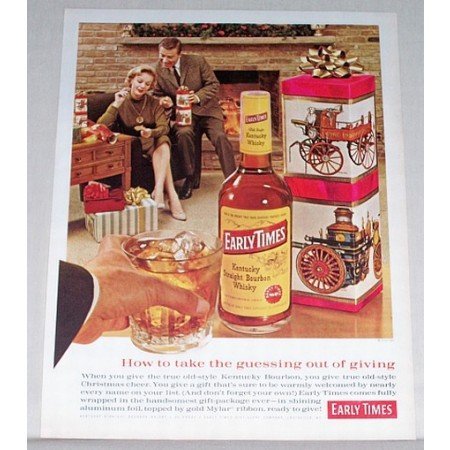 1961 Early Times Whiskey Color Print Ad - Take Guessing Out