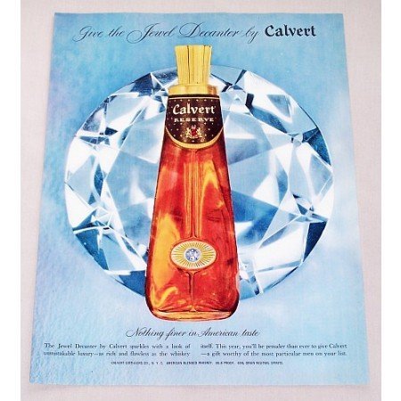 1956 Calvert Whiskey Jewel Decanter Color Print Ad
