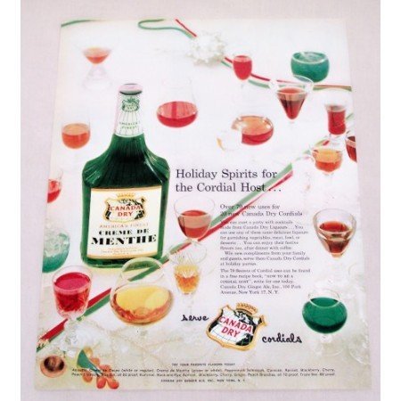 1956 Canada Dry Creme De Menthe Liqueurs Color Print Ad