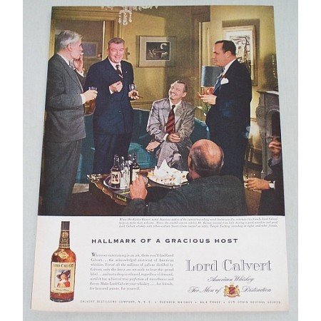 1956 Lord Calvert Whiskey Color Print Ad MacKinlay Kantor