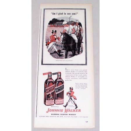 1946 Johnnie Walker Scotch Whiskey Polo Art Color Print Ad