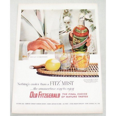 1956 Old Fitzgerald Whiskey Color Print Ad - FITZ' MIST