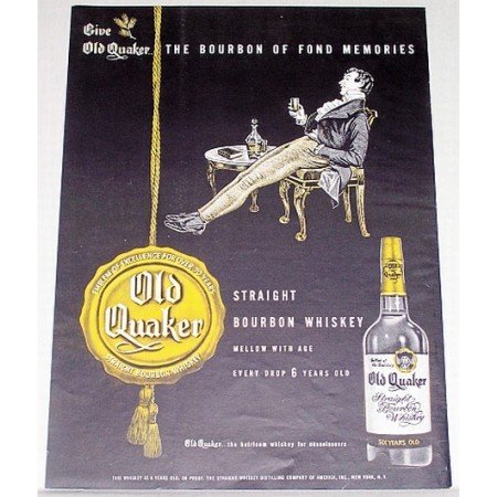 1948 Old Quaker Bourbon Whiskey Color Print Ad