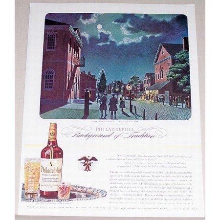 1944 Philadelphia Blended Whisky Whiskey Bingham Art Color Print Ad