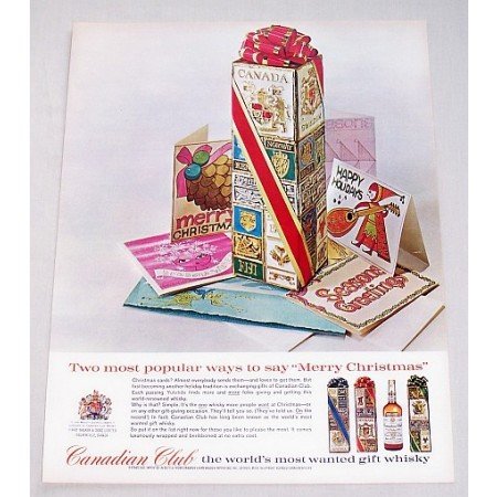 1962 Canadian Club Whiskey Color Christmas Print Ad