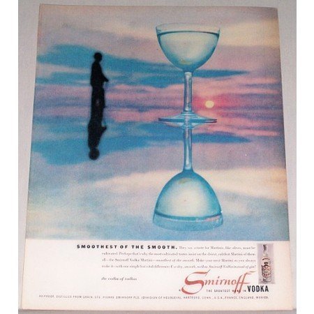 1957 Smirnoff Vodka Color Print Ad - Smoothest Of The Smooth