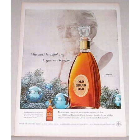 1955 Old Grand Dad Bourbon Whiskey Decanter Color Print Ad
