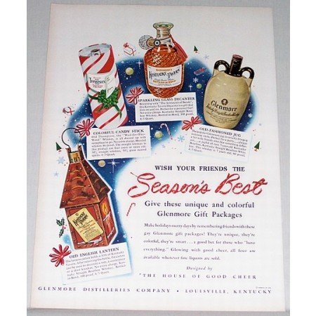 1948 Glenmore Whiskey Gift Packages Color Print Ad