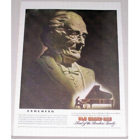 1945 Old Grand Dad Bourbon Whiskey Color Print Ad
