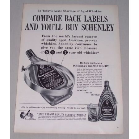 1949 Schenley Blended Whiskey Print Ad - Pre-War Quality