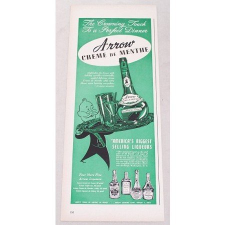 1947 Arrow Creme de Menthe Liqueurs Print Ad - Crowning Touch