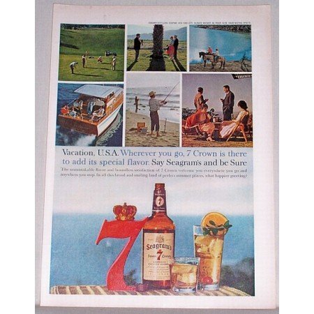 1960 Seagram's 7 Blended Whiskey Color Print Ad - Vacation USA