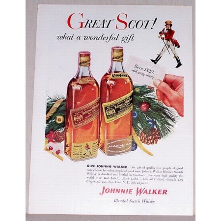 1954 Johnnie Walker Scotch Whiskey Color Print Ad - Great Scot