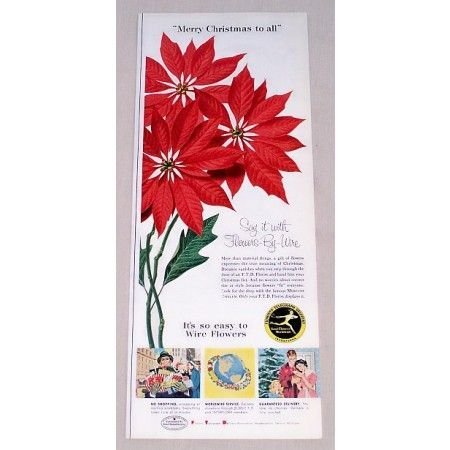 1956 FTD Florist Poinsettias Color Print Ad