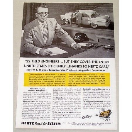 1955 Hertz Rent A Car Systems Print Ad - 22 Field Engineer