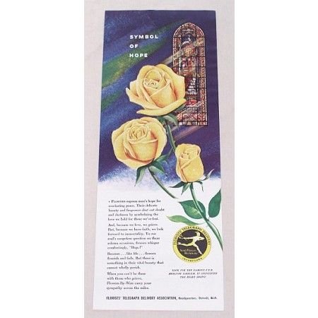 1953 FTD Florist Yellow Roses Color Print Ad