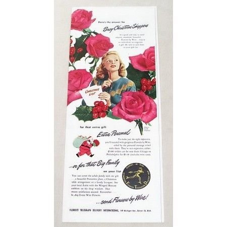 1947 FTD Florist Red Roses Color Print Ad