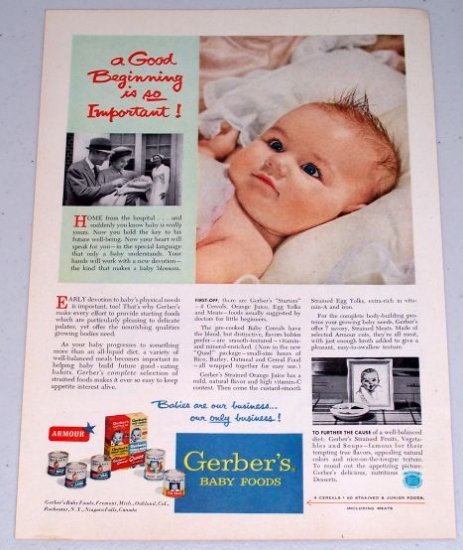 1954 Gerber's Baby Food Vintage Color Print Ad