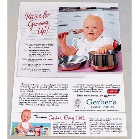 1953 Gerber's Baby Foods Color Print Ad - Recipe For Growing Up