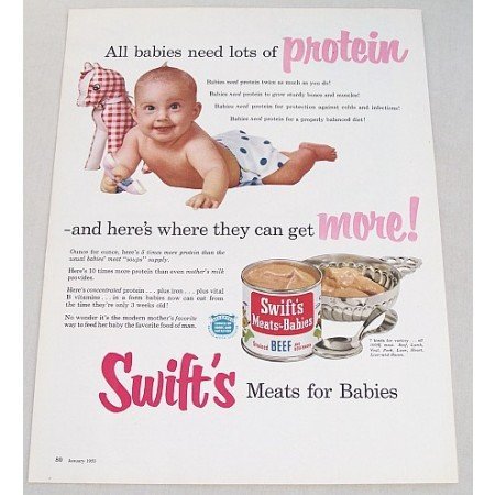 1953 Swift's Meats For Babies Color Print Ad