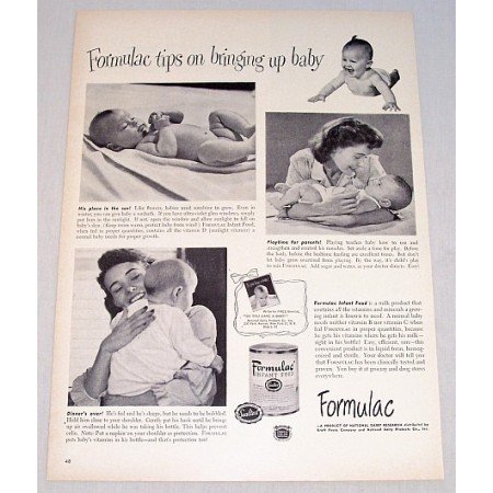 1948 Formulac Infant Food Print Ad - Tips On Bringing Up Baby