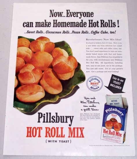 1948 Pillsbury Hot Roll Mix Color Food Print Ad