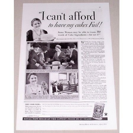 1934 Royal Baking Powder Print Ad