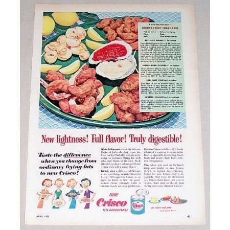 1953 Crisco Shortening Color Print Ad - Taste The Difference