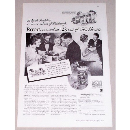 1933 Royal Baking Powder Print Ad - Royal Is Used In 123 of 150 Homes