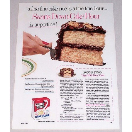 1952 Swans Down Cake Flour Color Print Ad