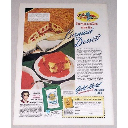 1942 Gold Medal Flour Carnival Desserts Color Print Ad
