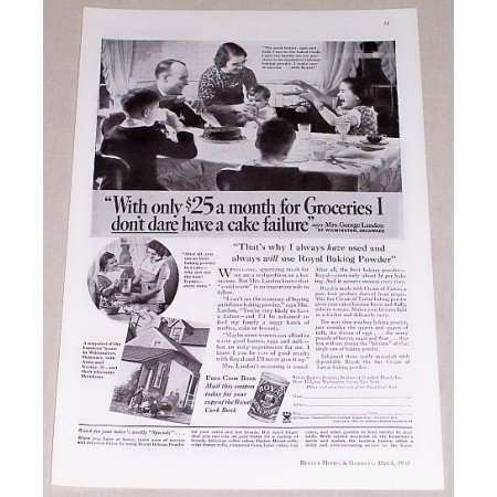 1935 Royal Baking Powder Print Ad - With Only $25 A Month...