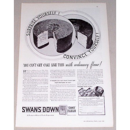 1932 Swans Down Cake Flour Print Ad - Suprise Yourself!