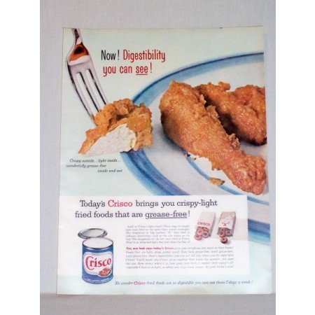 1957 Crisco Shortening Color Print Ad - Fried Chicken