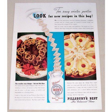 1937 Pillsbury Best Flour Color Print Ad - Snug Winter Parties