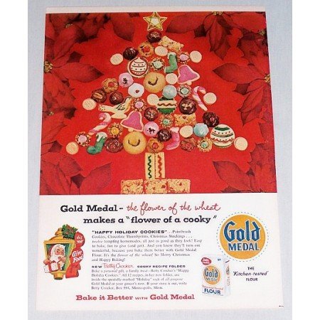 1956 Gold Medal Flour Color Print Ad - Flower Of A Cooky