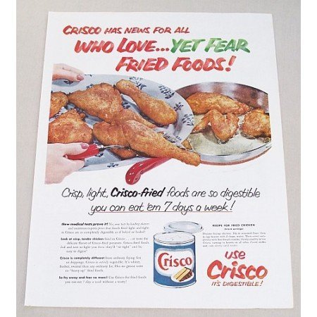 1953 Crisco Shortening Color Print Ad - Who Love Yet Fear Fried Foods!