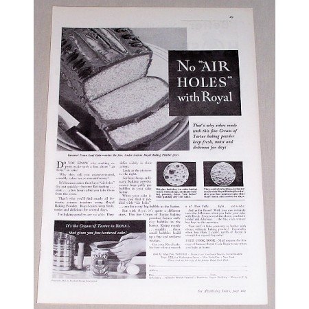 1932 Royal Baking Powder Print Ad - No Air Holes