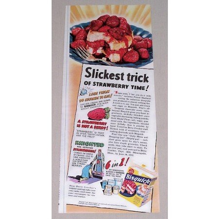 1942 Bisquick Color Print Ad - Slickest Trick Of Strawberry