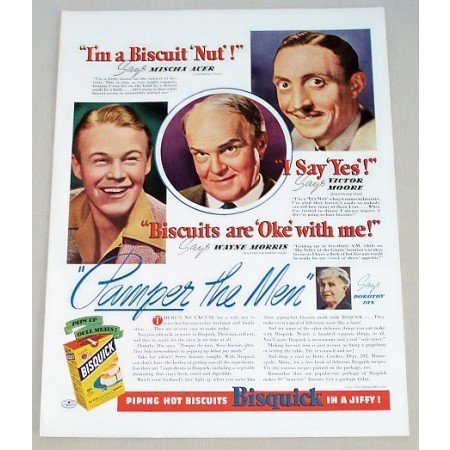 1939 Bisquick Mix Color Print Ad - Pamper The Men