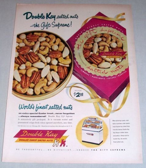 1954 Double Kay Salted Nuts Gift Supreme Color Print Ad