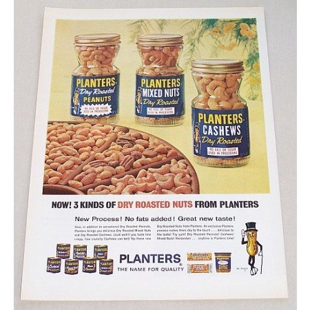 1965 Planters Peanuts Color Print Ad - 3 Kinds Of Nuts