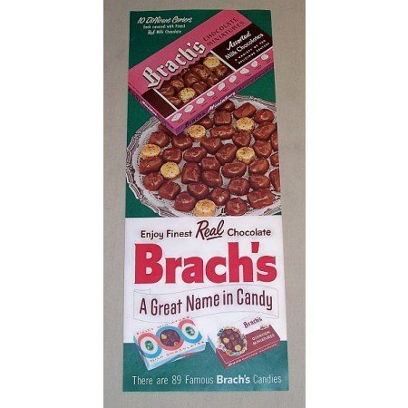 1954 Brach's Chocolate Miniatures Color Candy Print Ad