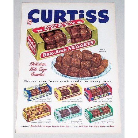 1952 Curtiss Baby Ruth Nuggets Candy Color Print Ad