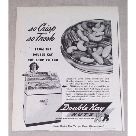 1946 Double Kay Nuts Print Ad - So Crisp So Fresh