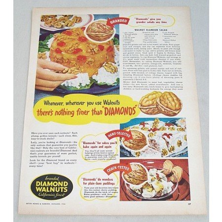 1946 Diamond Walnuts Walnut Salad Recipe Color Print Ad